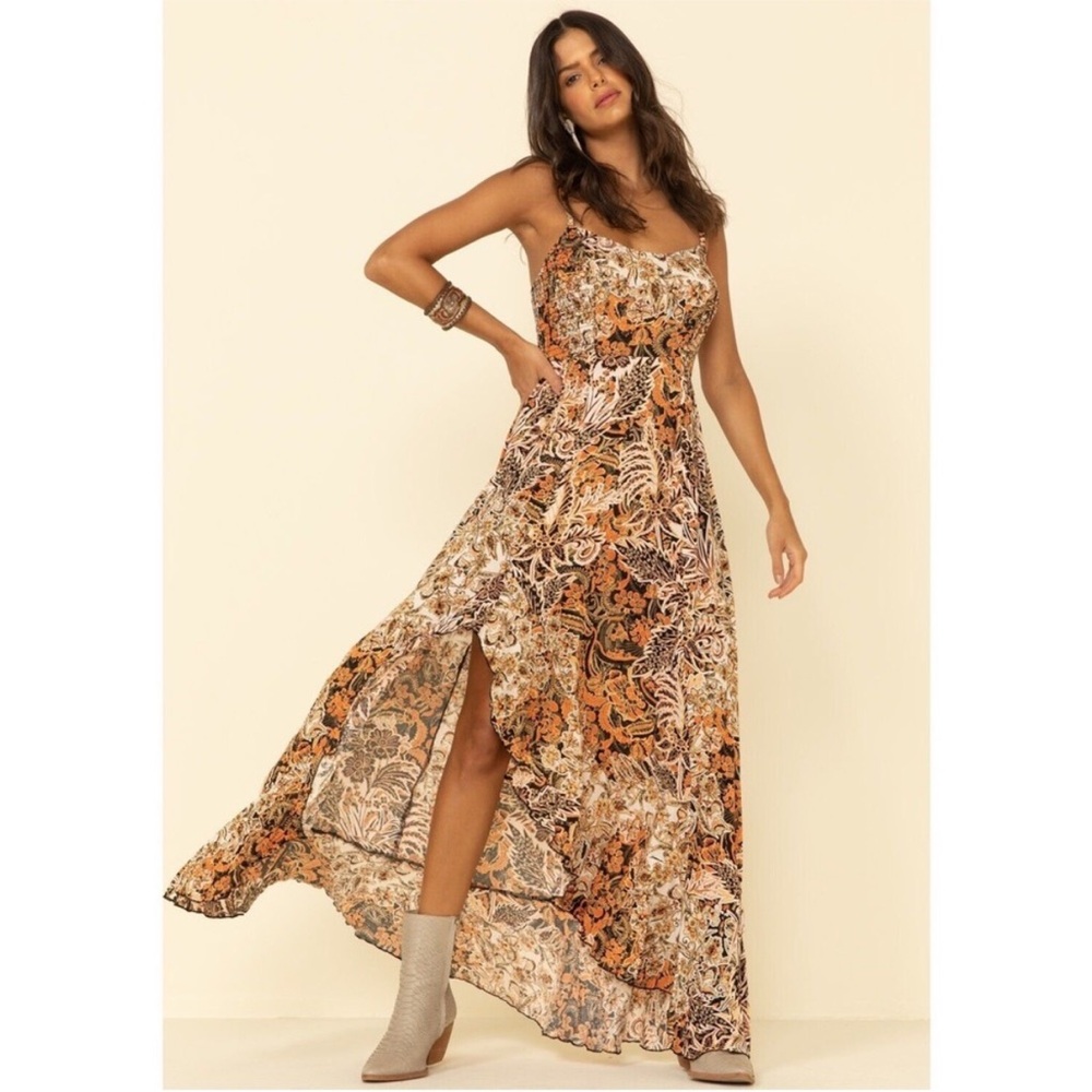 Free People Forever Yours Smocked Maxi Dress Floral Size XS